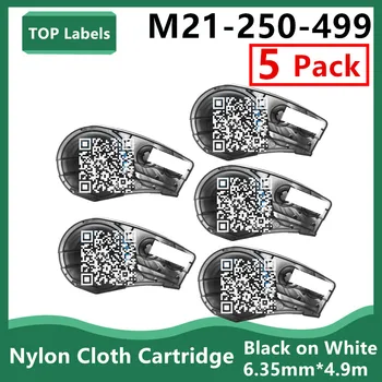 1 ~ 5PK Совместимая Нейлоновая ткань M21-250-499, черно-белые заготовки для этикеток и маркеров, Картриджи с непрерывной лентой, Принтер для этикетирования