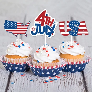 1 комплект Топперов для торта в честь Дня Независимости, 4 июля, Флаг для украшения кексов для празднования фестиваля и вечеринки, принадлежности для выпечки, сделай сам