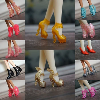 1 Пара Модной Обуви, Обувь на высоком каблуке, Игрушечная кукольная обувь, Сандалии на плоской подошве, много видов Аксессуаров Для Кукол Барби, Игрушка Для девочек