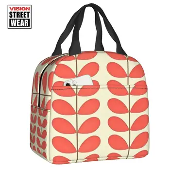 2023 Новая Многоствольная сумка для ланча Orla Kiely Красного Цвета с изоляцией в Скандинавском стиле с цветами, сумка для ланча на открытом воздухе, коробка для еды для путешествий 0