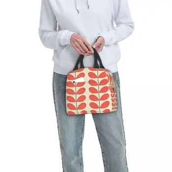 2023 Новая Многоствольная сумка для ланча Orla Kiely Красного Цвета с изоляцией в Скандинавском стиле с цветами, сумка для ланча на открытом воздухе, коробка для еды для путешествий 5