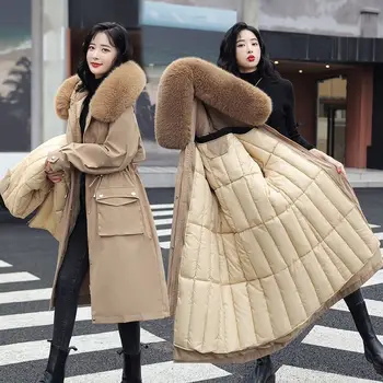 2023 Новое женское хлопчатобумажное пальто, зимняя куртка, Женские разборные парки, Свободная верхняя одежда Плюс флисовое толстое пальто