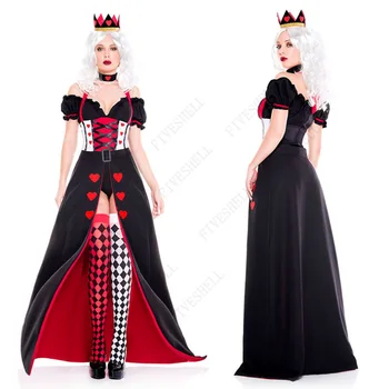 2023 Рождественские костюмы для Косплея, костюмы на Хэллоуин для взрослых, платье с красной карточкой и короной, костюмы королевы для женщин 2