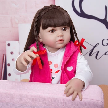 22 Дюйма Полный Силиконовый Reborn Baby Dolls Мода 55 см Новорожденный Малыш Bebe Игрушка Кукла Детский День Рождения Рождественский Подарок
