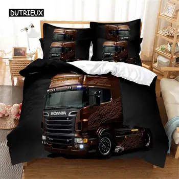 3D постельное белье грузовик набор Королева постельное белье пододеяльник набор постельных принадлежностей одеяло Королева спальни-кровать крышка набор автомобилей полиэстер пододеяльник