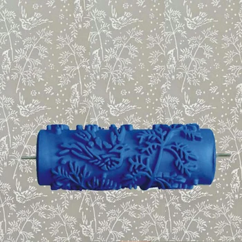 5-дюймовый синий резиновый валик для покраски стен, листья 002Y, декоративный валик для покраски стен без рукоятки