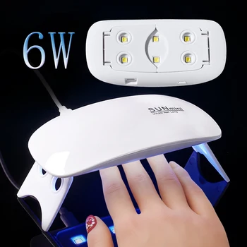 6 Вт Мини-сушилка для ногтей, УФ-светодиодная лампа Для Сушки ногтей, Маникюр, Все типы Гелевых УФ-отверждающих Ламп, USB Розовый Портативный Аппарат для маникюра