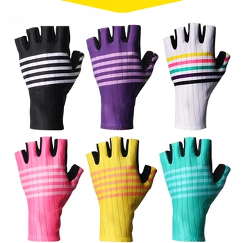 6 цветов Спортивные Профессиональные Мужские Женские Велосипедные перчатки на половину пальца MTB Для верховой езды, Рыбалки, Противоскользящие Перчатки для Кемпинга, Пешего туризма, Нейлон