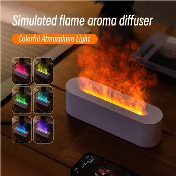 7 Цветов Пламя Ароматерапия Увлажнитель Воздуха Диффузор USB Электрический Ультразвуковой Холодный Туман Эфирное Масло Диффузор Humidificador Лампа
