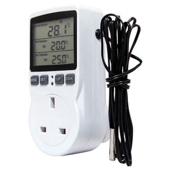 8X Цифровой Регулятор Температуры Термостат Розетка Штепсельная Вилка Таймер Нагрева Охлаждения Для Домашней Теплицы UK Plug 0