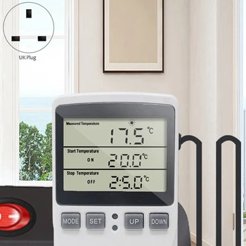 8X Цифровой Регулятор Температуры Термостат Розетка Штепсельная Вилка Таймер Нагрева Охлаждения Для Домашней Теплицы UK Plug 2