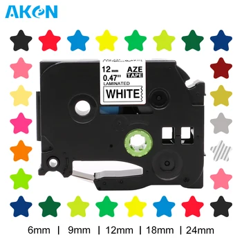 Aken 10PK Разноцветная лента AZe 12mm TZ-White-Label Ламинированная Лента для этикетирования, Совместимая с Brother PT-H110 Label Maker