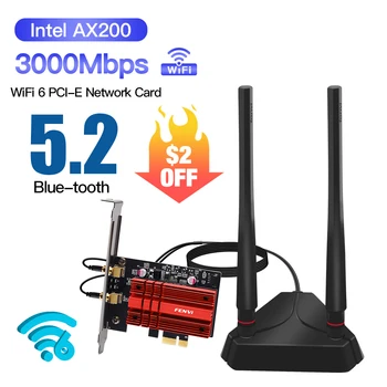 AX200 Wi-Fi 6 Bluetooth 5,2 Сетевая карта WiFi Беспроводная 3000 Мбит/с PCIe Двухдиапазонный адаптер 802.11ac/ax 2,4 G 5G Настольный ПК