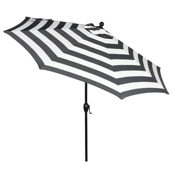 Better Homes & Gardens Outdoor 9 ' Ibiza Stripes Круглый кривошипный зонт для патио Премиум-класса