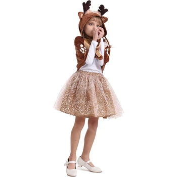 CMS, Накидка-пачка с капюшоном и рождественскими животными на Хэллоуин, детское платье-пачка с аксессуарами, костюм-плащ с животными для девочек