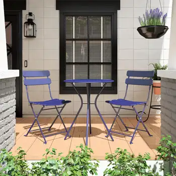 COSCO Outdoor Living, набор для бистро из 3 предметов с 2 складными стульями, темно-синий