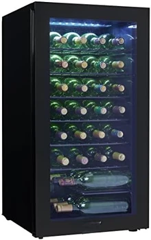 DWC036A2BDB-6 Отдельно стоящий холодильник для вина объемом 3,3 куб. фута, вмещающий 36 бутылок, Однозонный Холодильник для напитков со стеклянной дверцей-Beverage Chille