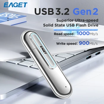 EAGET SU90 USB 3,2 Gen2 3S Технология Твердотельный накопитель 1000 Мбит/с Высокоскоростной USB Флэш-накопитель 1 ТБ 2 ТБ USB Gen 2 Pendrive Flash