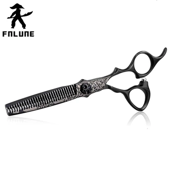 FnLune 6 С черным рисунком из вольфрамовой стали, профессиональные парикмахерские ножницы, Стрижка, Филировочные ножницы, Парикмахерские ножницы