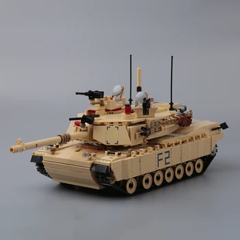 MOC Модель Военного танка США M1A2, строительные блоки, Оружие, танк M1 Abrams, Бронированный автомобиль, Кирпичи, игрушки