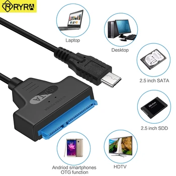 RYRA USB3.0/2.0 Кабель SATA-USB USB 3.0 Micro USB-адаптер для жесткого диска SATA III, совместимый с 2,5-дюймовыми жесткими дисками и SSD 0