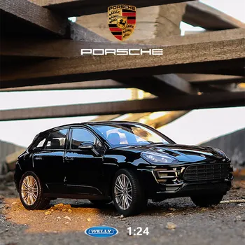 welly 1: 24 Porsche macan Черный автомобиль, имитация модели автомобиля из сплава, коллекция украшений для автомобилей, подарочная игрушка, модель для литья под давлением, игрушка для мальчика