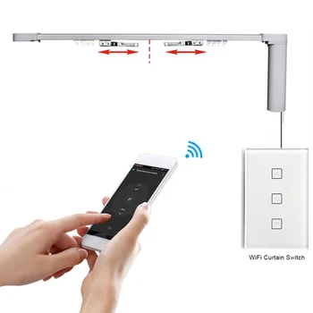 WiFi-выключатель для штор, умный сенсорный настенный выключатель на стеклянной панели, беспроводной дистанционный таймер для моторизованных рулонных штор