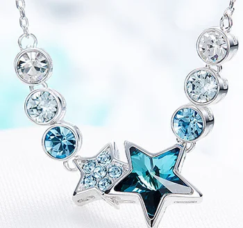 YTF1302 Ожерелье с подвеской в виде драгоценной звезды, Глаз Святого Валентина, Циркон, Круглый Предмет, женский