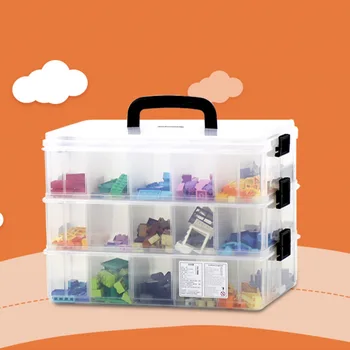 Аптечка первой помощи Для дома Коробка для хранения Lego, три слоя Можно снять, Пластиковая коробка С крышкой Из прозрачного нижнего белья, игрушка