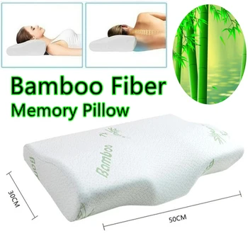Бамбуковая подушка для постельного белья с эффектом памяти, защита шеи, Медленный Отскок, Шейка матки в форме бабочки, 50x30 см
