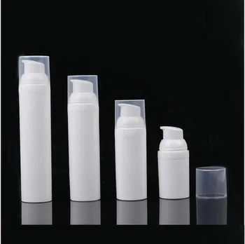 Белая пластиковая безвоздушная бутылка объемом 100 мл с прозрачной крышкой белого безвоздушного насоса для эссенции/сыворотки/лосьона/основы/лосьона с использованием