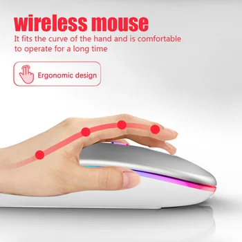 Беспроводная мышь RGB Bluetooth Игровая мышь для компьютера Перезаряжаемая Эргономичная Mause со светодиодной подсветкой USB Беспроводные мыши для ноутбука 2