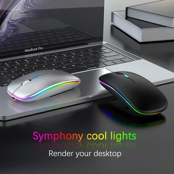 Беспроводная мышь RGB Bluetooth Игровая мышь для компьютера Перезаряжаемая Эргономичная Mause со светодиодной подсветкой USB Беспроводные мыши для ноутбука 3