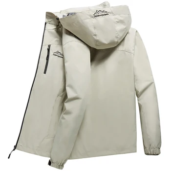 Весенне-осенняя мужская куртка, однотонная куртка с карманами на молнии, Ветровка с капюшоном и водонепроницаемые повседневные тактические куртки, пальто