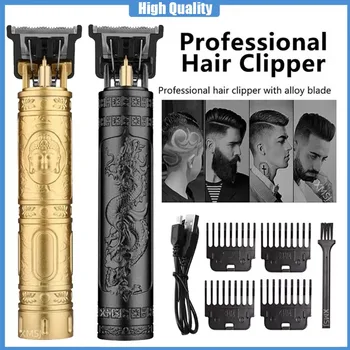 Винтажная Электрическая машинка для стрижки волос T9, Профессиональная мужская Бритва, Перезаряжаемый Парикмахерский Триммер для мужчин, Дракон Будда