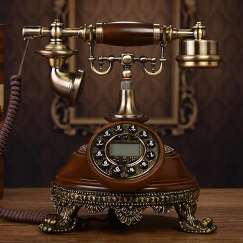 Винтажный антикварный телефон, электронная мелодия звонка, деревянный стационарный телефон с идентификатором вызывающего абонента, подсветкой, громкой связью для дома, гостиной