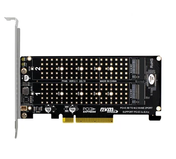 Двойная разъемная карта M.2 NVMe PCIe x8 с поддержкой PCIe 4.0 для адаптера расширения SSD RAID на материнской плате