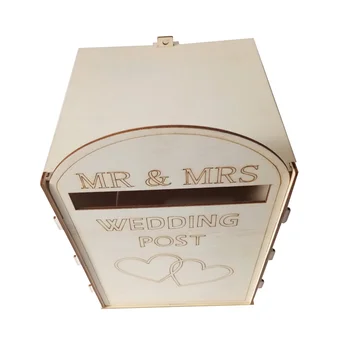 Деревянная коробка для свадебных открыток в деревенском стиле с замком и креативным дизайном для заметок с добрыми пожеланиями