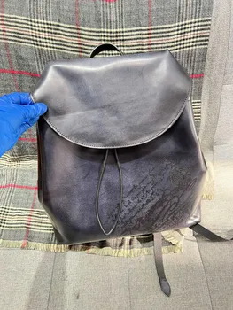 Дизайнерская роскошная сумка, мужской рюкзак из натуральной кожи ручной работы в стиле ретро