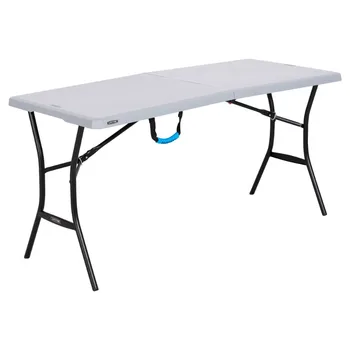 Долговечный 5-футовый стол, раскладывающийся пополам, серый (80861)