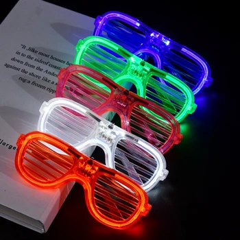 Жалюзи, светящиеся очки, Светодиодная подсветка, Светящиеся неоновые мигающие солнцезащитные очки на Хэллоуин, Подарочные Игрушечные очки Унисекс 0