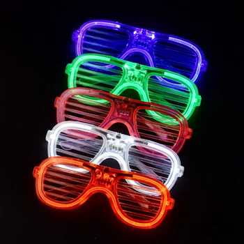 Жалюзи, светящиеся очки, Светодиодная подсветка, Светящиеся неоновые мигающие солнцезащитные очки на Хэллоуин, Подарочные Игрушечные очки Унисекс 1