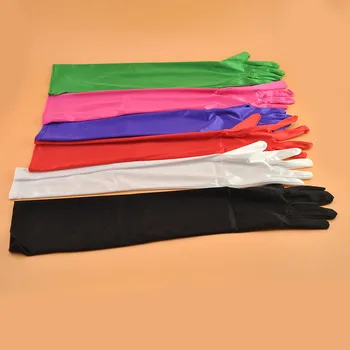 Женские Сексуальные атласные длинные перчатки 52 см, этикет для вечернего банкета, коктейльная вечеринка
