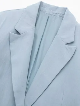 Женский укороченный блейзер с пайетками 2023, модный льняной укороченный блейзер на пуговицах спереди, пальто в винтажном стиле с длинным рукавом и прорезными карманами, женс 2