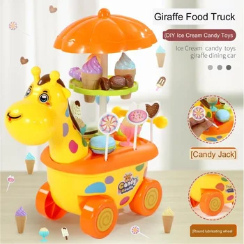 Игровой домик с жирафом, пазл, мороженое, настоящая машинка, мини-тележка для мороженого, набор игрушек для мальчиков и девочек