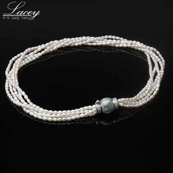 Изготовленное на заказ ожерелье из настоящего натурального пресноводного жемчуга для женщин, белое Маленькое Жемчужное ожерелье, Свадебное ожерелье-чокер из пяти нитей