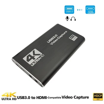 Карта видеозахвата 4K USB 3.0, совместимая с HDMI, 1080P 60 кадров в секунду, HD-видеомагнитофон, Граббер для OBS-захвата игровой карты в прямом эфире