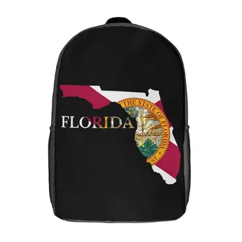 Карта Флориды Флаг Прочный Уютный Рюкзак 17-дюймовый Плечевой рюкзак Винтажные спортивные мероприятия Винтаж
