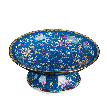 Керамическая ваза для фруктов, домашняя тарелка для дим-самов с фруктами, китайский ретро журнальный столик, тарелка из керамики Цзиндэчжэнь