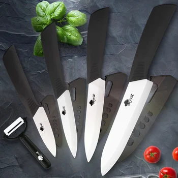 Керамические ножи Кухонные ножи 3 4 5 6 дюймов Нож шеф-повара Набор для приготовления пищи + овощечистка белое циркониевое лезвие многоцветная ручка Высокое качество